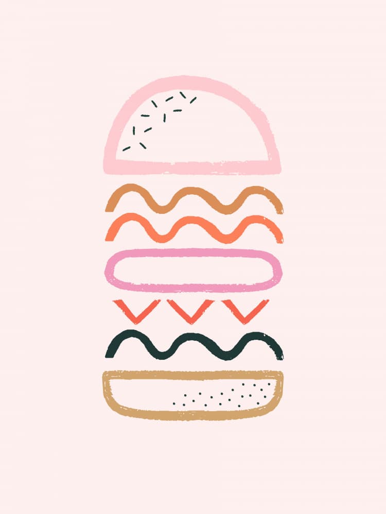 Abstract Burger Stack by Aislinn Simmonds — canvas wall art