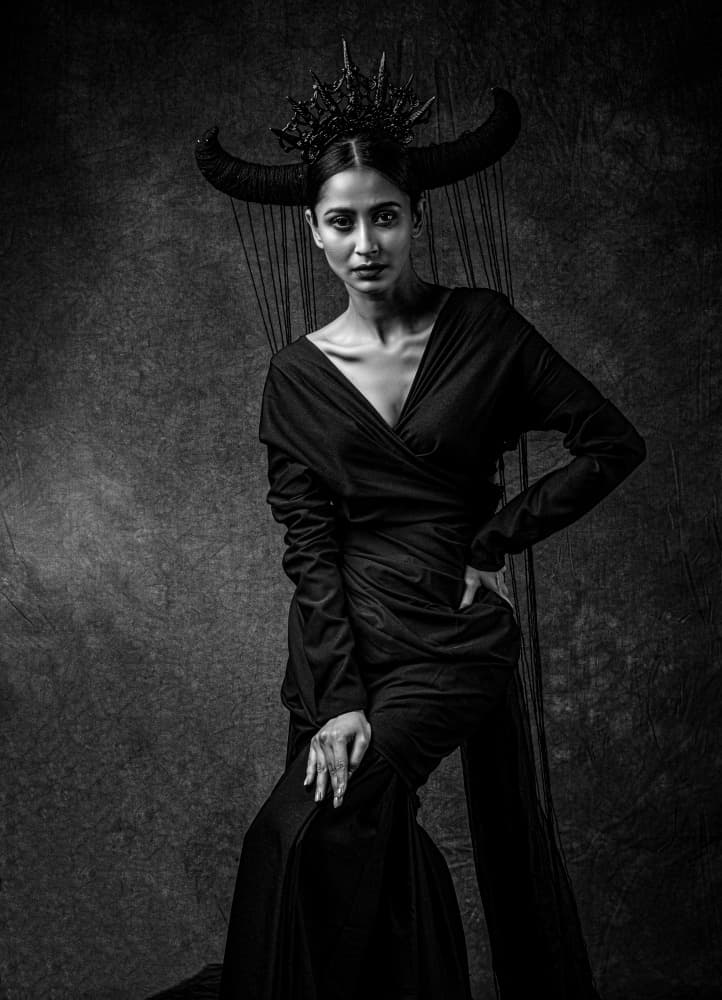 Gothic Horned Portrait by PARTHA BHATTACHARYYA — canvas wall art