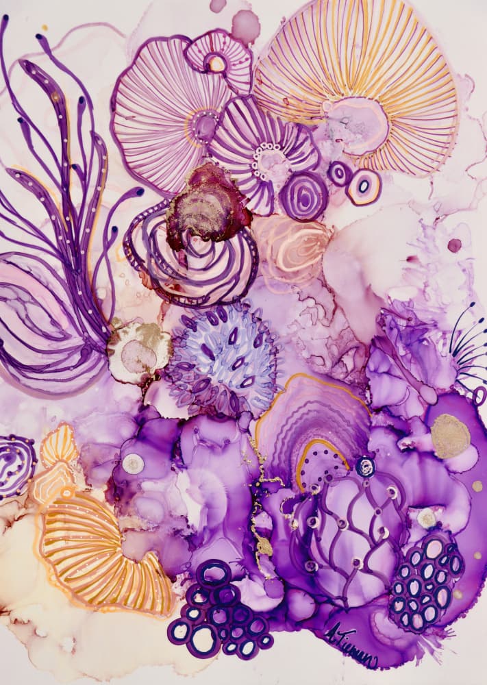 Purple Gold Fantasy Bloom by Amy Tieman — canvas wall art