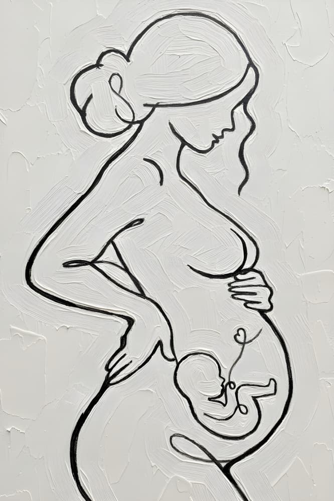 Pregnant Woman Line Art by HUGO — canvas wall art