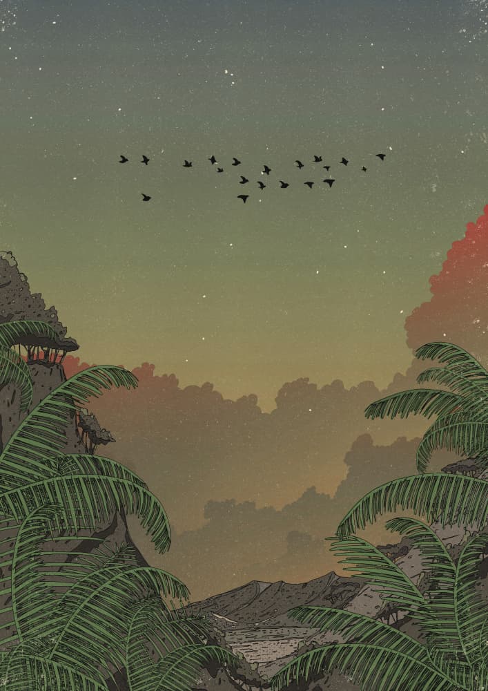 Starry Tropical Mountain View by Nicholas — canvas wall art