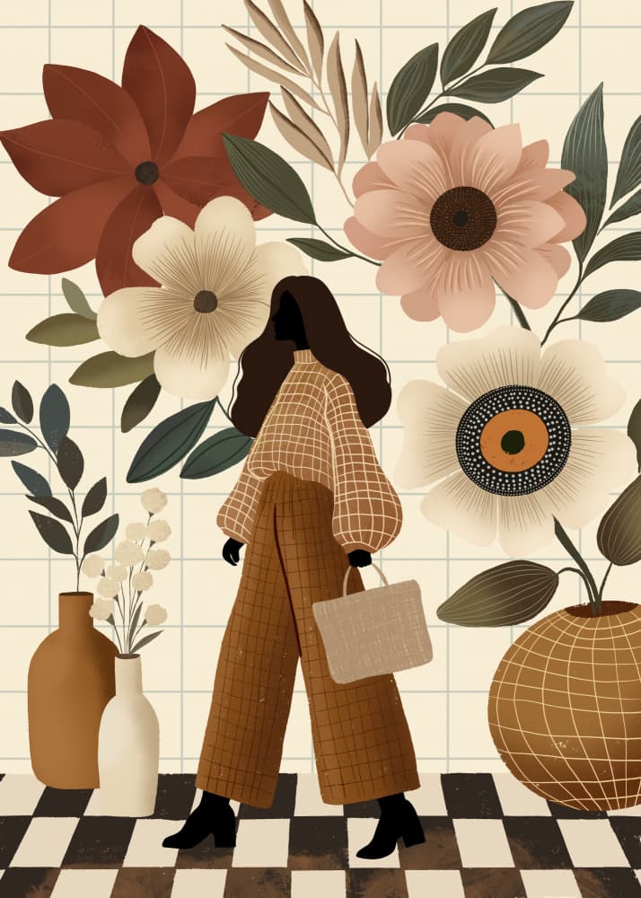 Chic Woman Floral Style by Katarzyna Gąsiorowska — canvas wall art