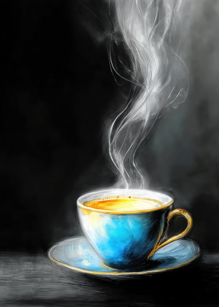 Steaming Coffee Cup by Justyna Jaszke — canvas wall art