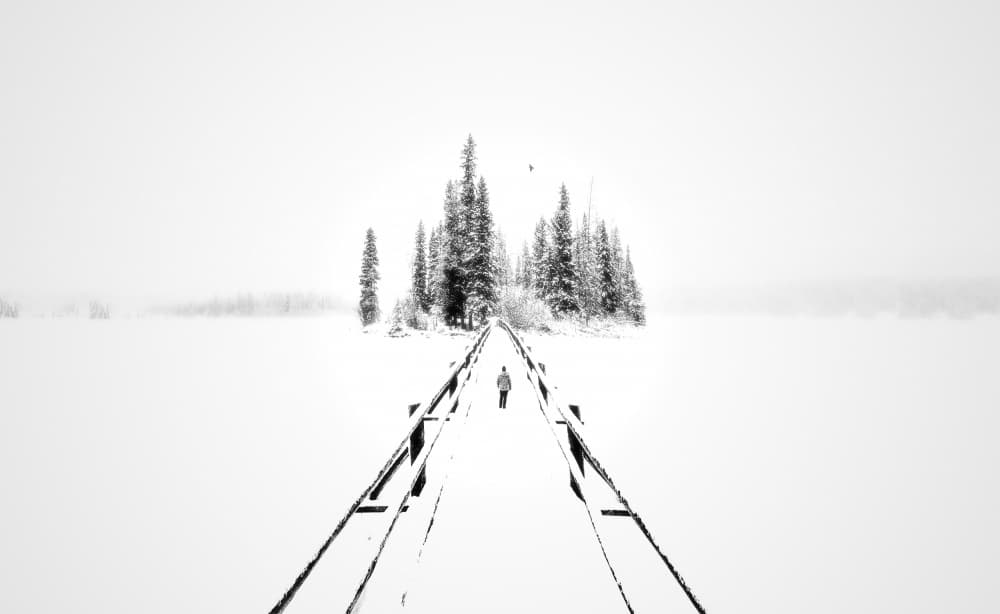 Solitary Winter Walk by Gu and Hongchao — canvas wall art