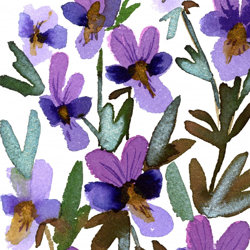 Purple Watercolor Blooms by Rosana Laiz Blursbyai — canvas wall art