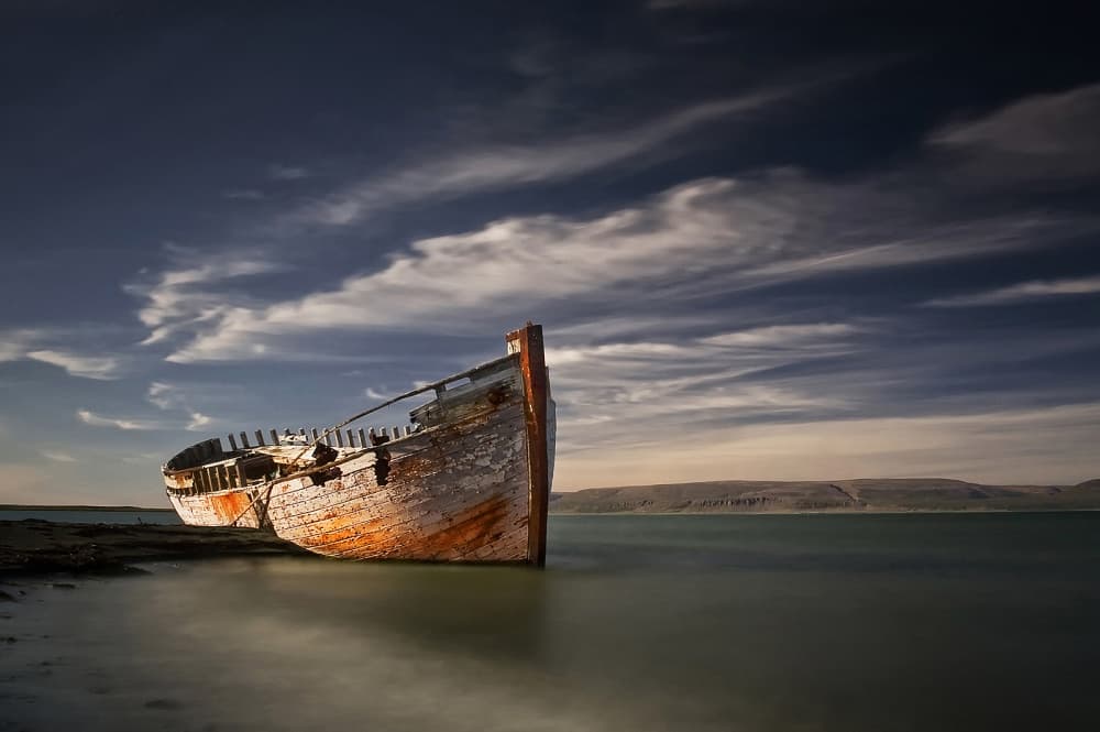 Lonely Shipwreck Shore by Þorsteinn H. Ingibergsson — canvas wall art