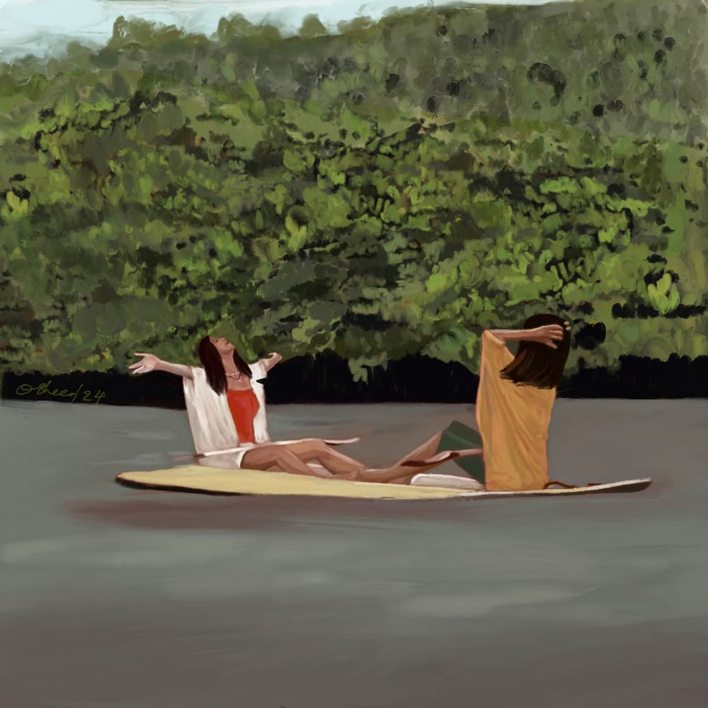 Tropical Paddleboard Joy by Osheensgallery — canvas wall art