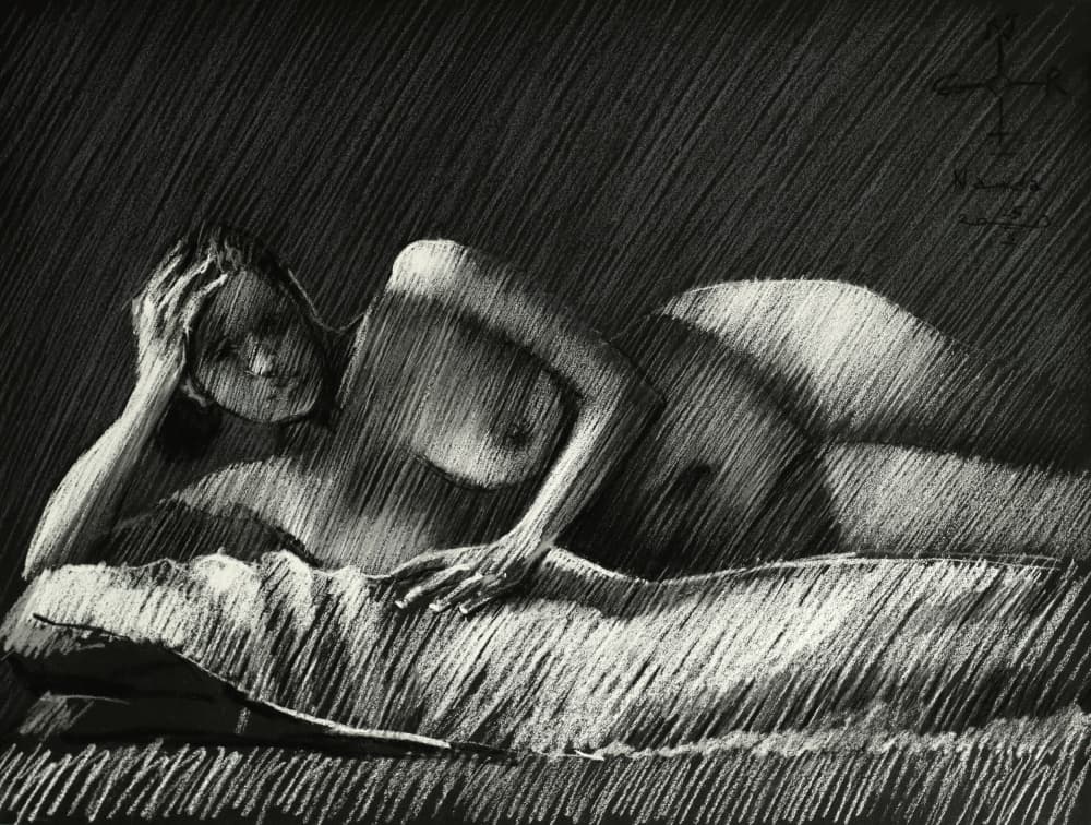 Shadowed Female Nude by Corné Akkers — canvas wall art