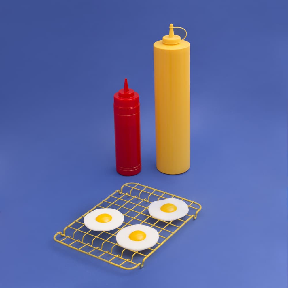 Ketchup Mustard and Eggs by Julia Ramiro — canvas wall art