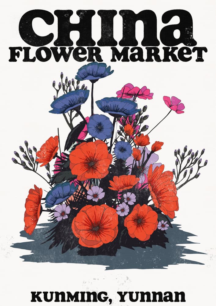 China Flower Market by Nicholas — canvas wall art