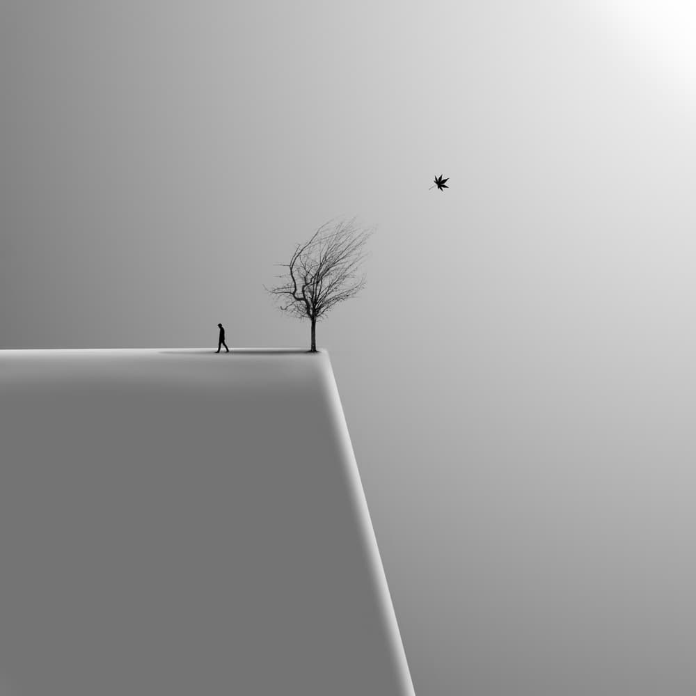 Solitary Figure Cliff Edge by Hadi Malijani (Malenjani) — canvas wall art