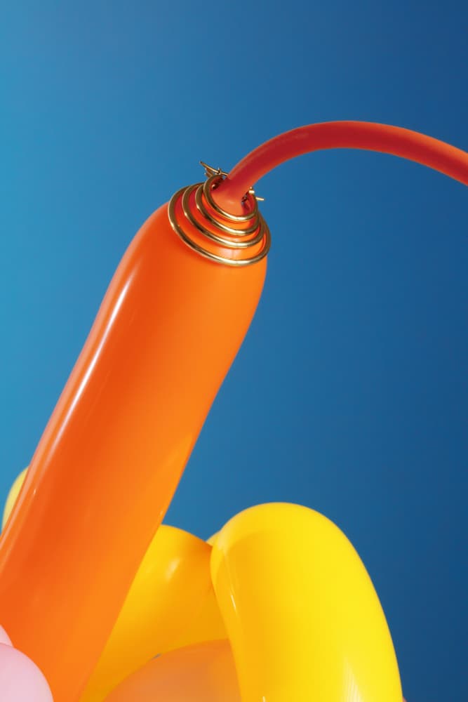 Orange Balloon Gold Rings by Julia Ramiro — canvas wall art