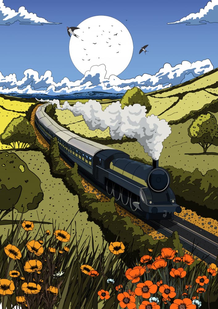 Countryside Steam Train by Nicholas — canvas wall art