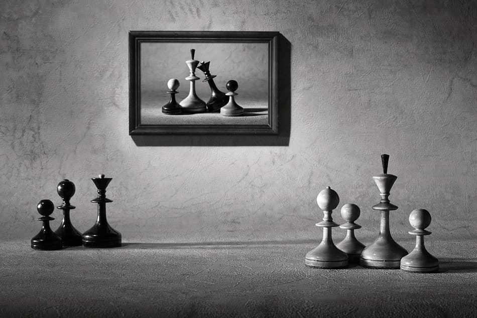 Monochrome Chess Game by Victoria Glinka — canvas wall art