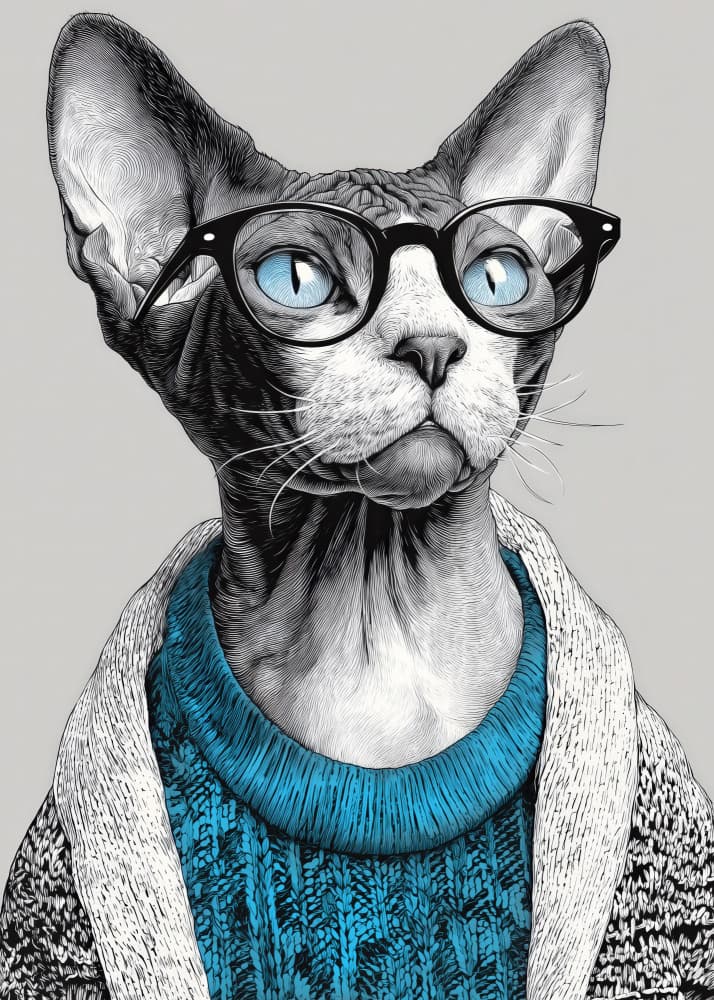 Sophisticated Sphynx Cat by Justyna Jaszke — canvas wall art