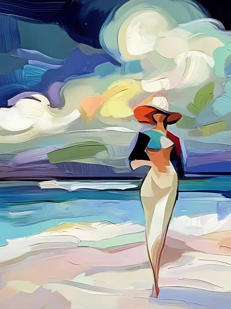 Elegant Beach Stroll by Avanesova Elena — canvas wall art
