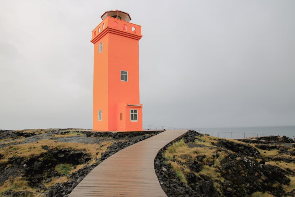 Path to Orange Lighthouse by Anke Sol — canvas wall art