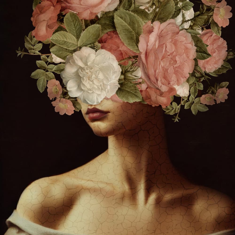 Cracked Floral Beauty by Marja van den Hurk — canvas wall art