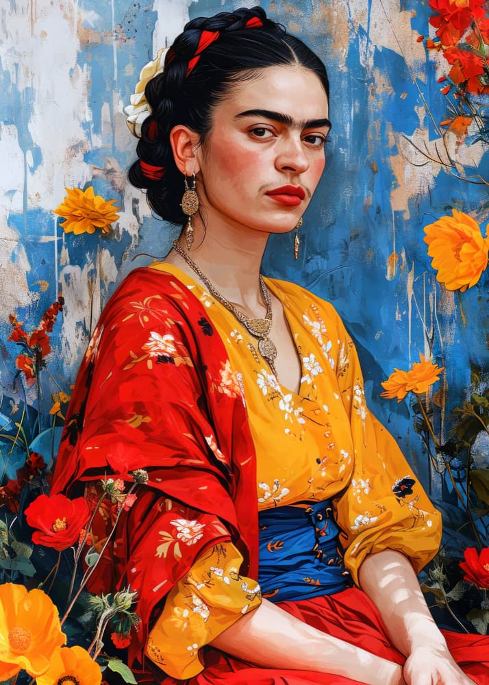 Mexican Floral Portrait by Justyna Jaszke — canvas wall art