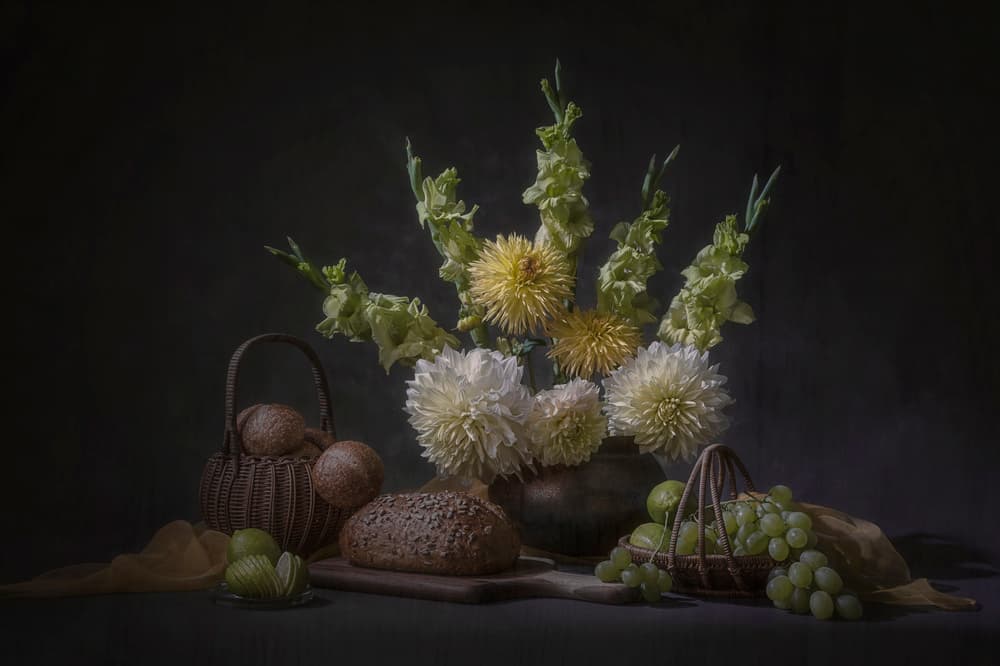 Dark Floral Harvest by Lydia Jacobs — canvas wall art