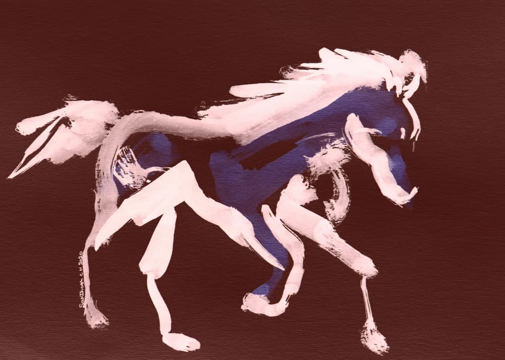 Galloping Blue Horse by Santhosh ch — canvas wall art