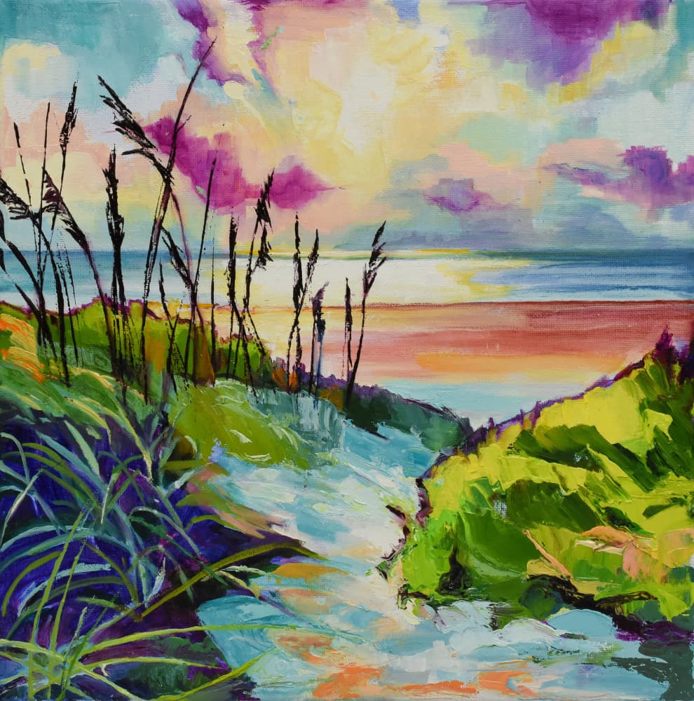 Vibrant Beach Sunset by Maxine Shore — canvas wall art