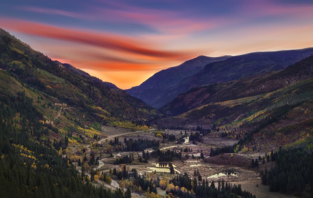 Colorful Valley Sunset by Jenny Qiu — canvas wall art