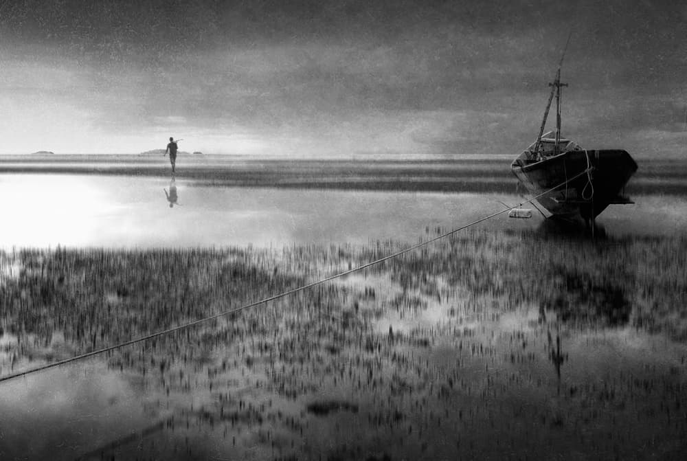 Solitary Shore Walk by Ekkachai Khemkum — canvas wall art