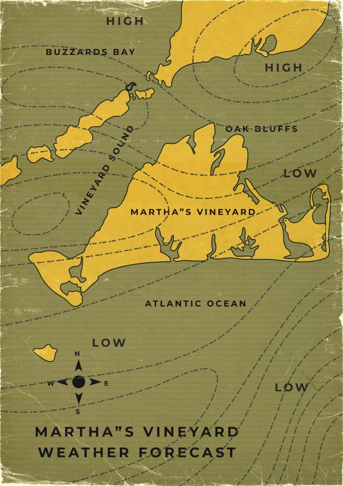 Martha's Vineyard Weather Map by Nicholas — canvas wall art