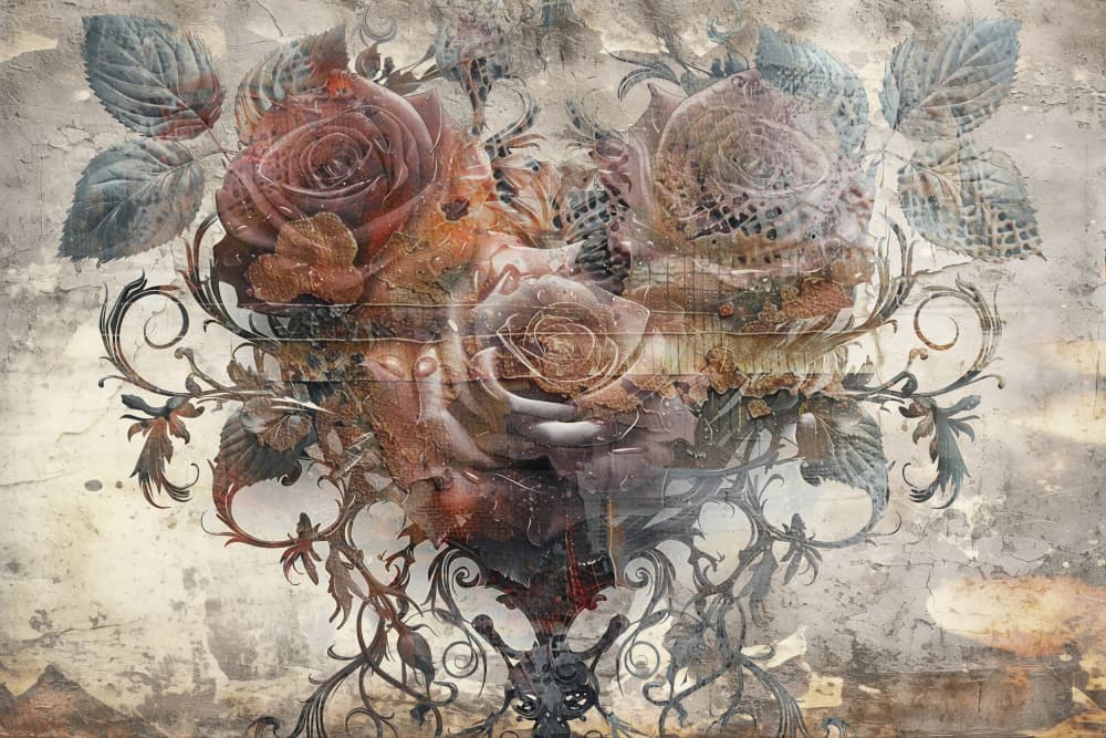 Vintage Grunge Roses by Rafal Kulik — canvas wall art