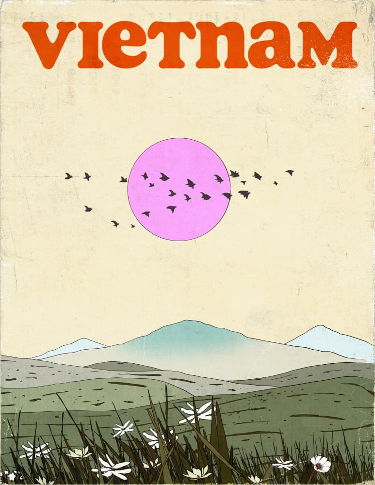 Vietnam Pink Sunset by Nicholas — canvas wall art