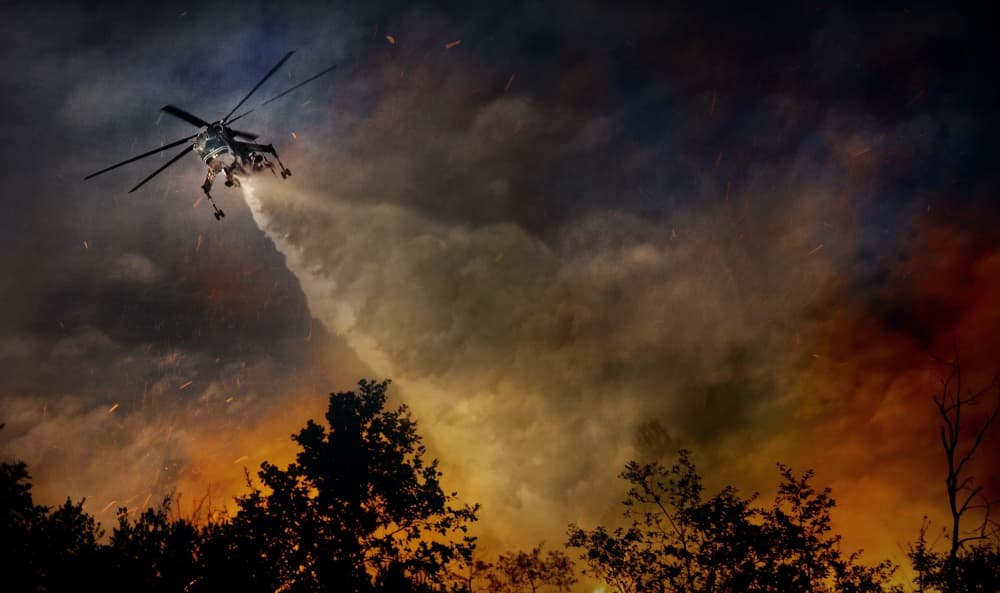 Helicopter Fights Wildfire by Antonio Grambone — canvas wall art