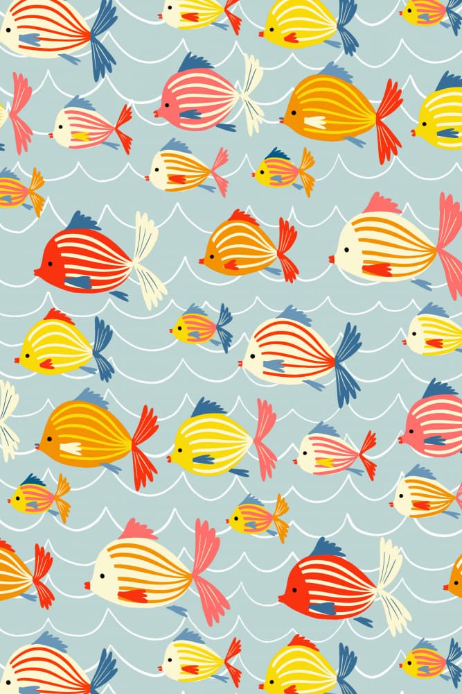 Colorful Swimming Fish by uta krogmann — canvas wall art