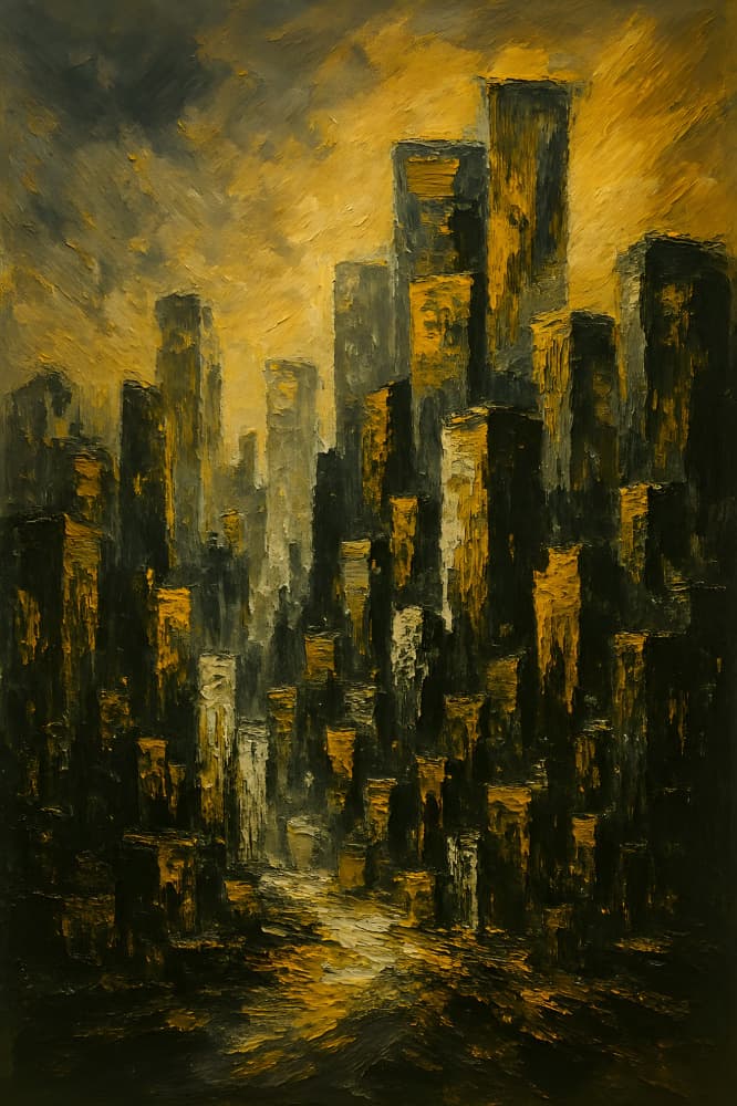 Golden Cityscape by HUGO — canvas wall art