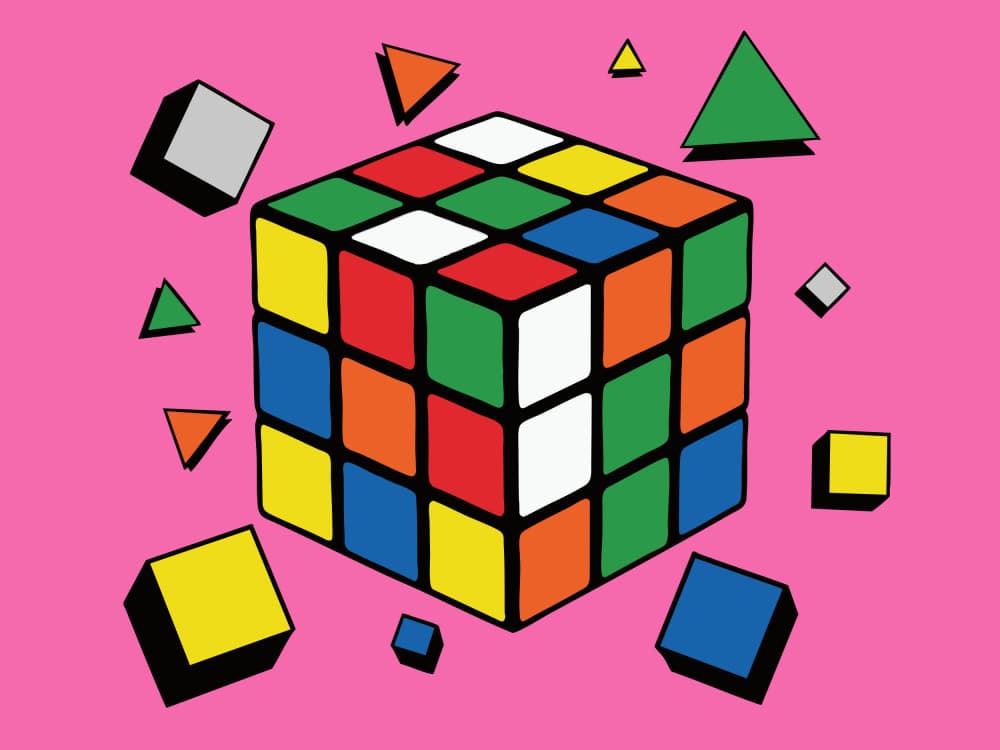 Retro Rubiks Cube by Andreas Magnusson — canvas wall art
