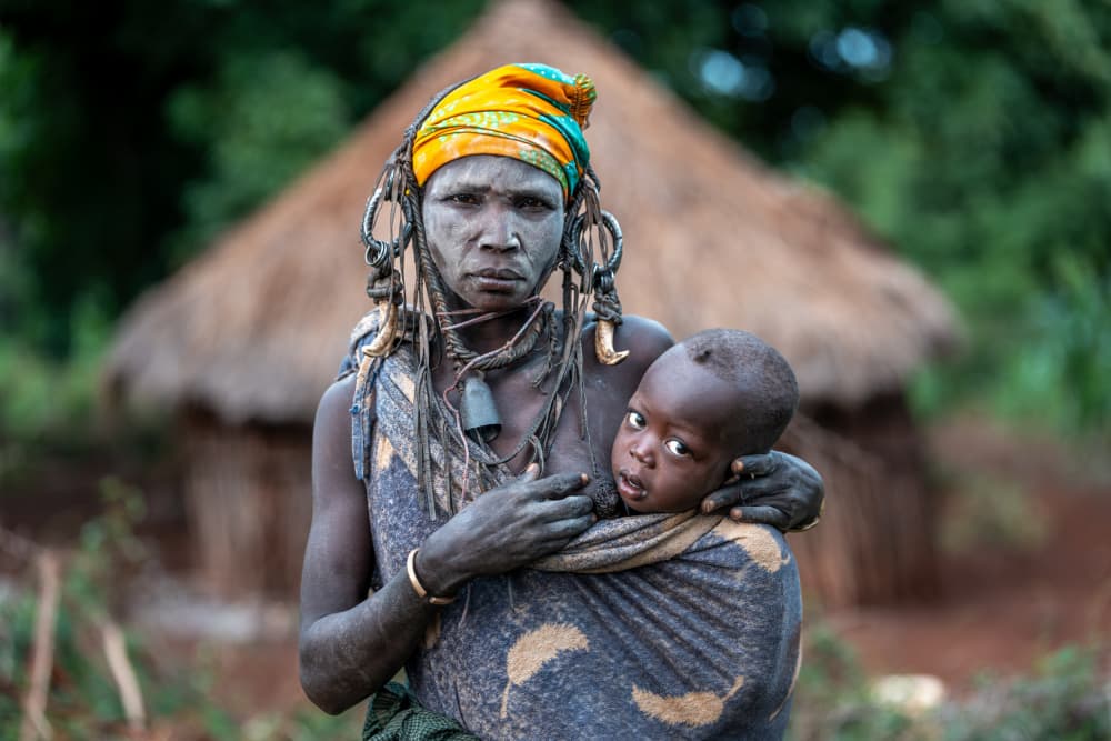 Tribal Mother And Child by HuongHoang — canvas wall art