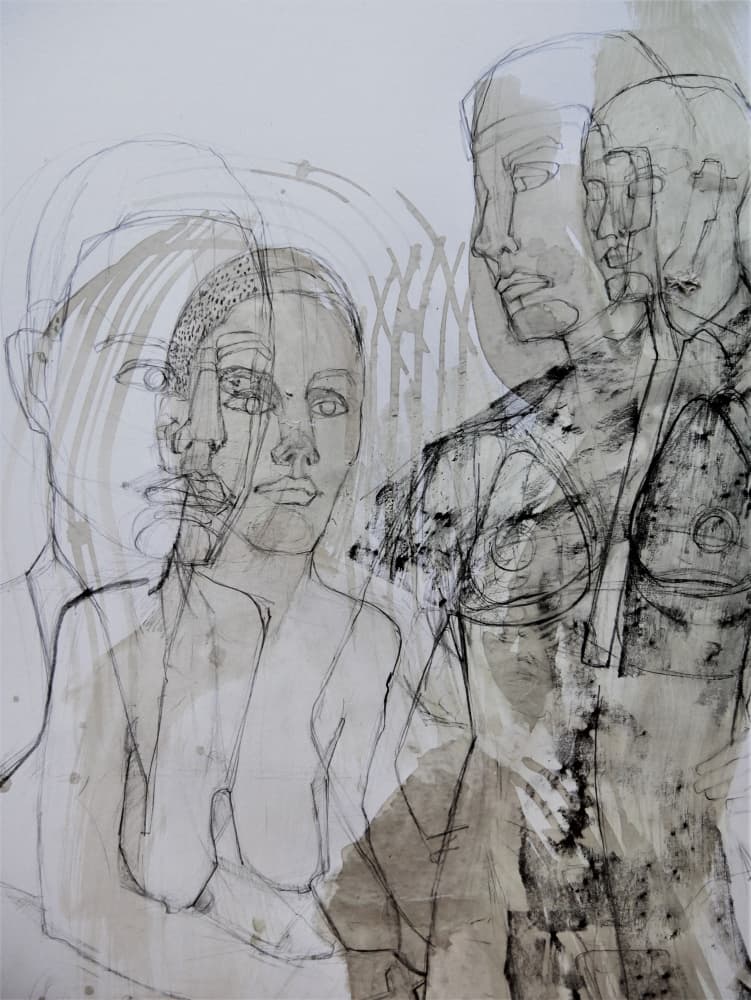 Layered Human Figures by Doris Schmitz — canvas wall art
