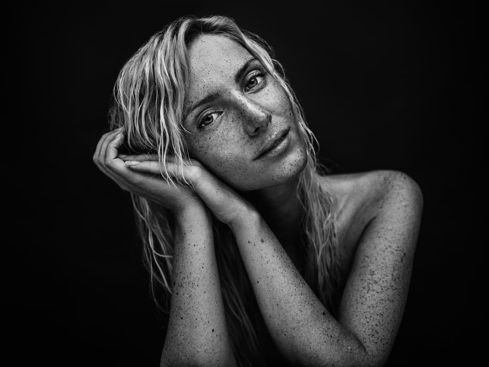Blonde Freckled Portrait by Martin Krystynek MQEP — canvas wall art