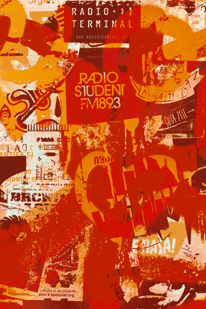 Radio Student Grunge Collage by Simon Goggin — canvas wall art
