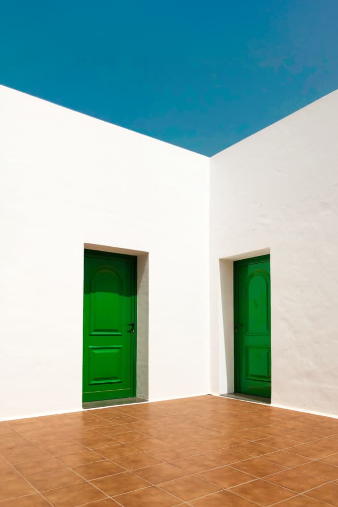 Two Green Doors by Rafael L. Bardají — canvas wall art