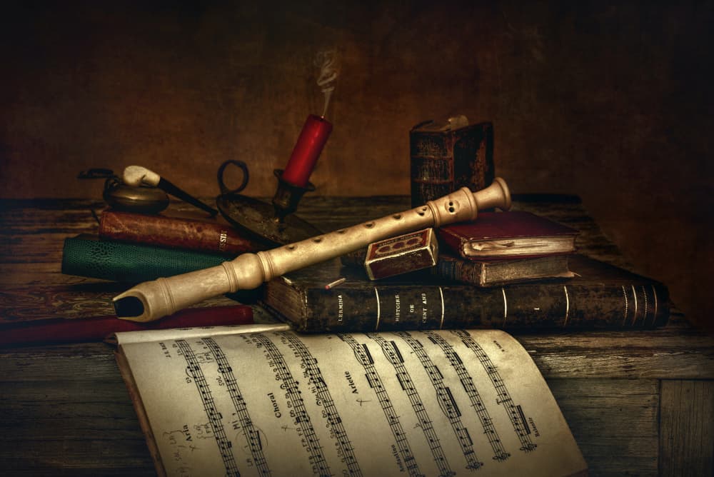 Vintage Flute Still Life by Christian MARCEL — canvas wall art
