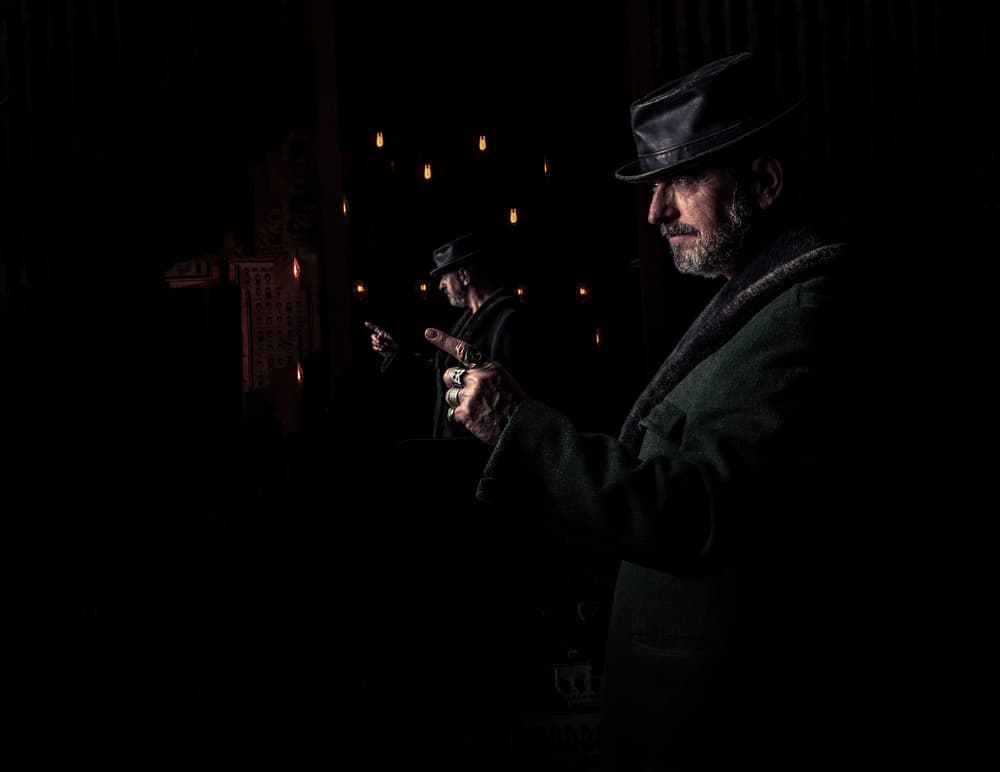 Mysterious Man Pointing by gNo — canvas wall art