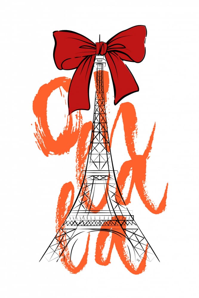 Eiffel Tower Red Bow by Martina — canvas wall art