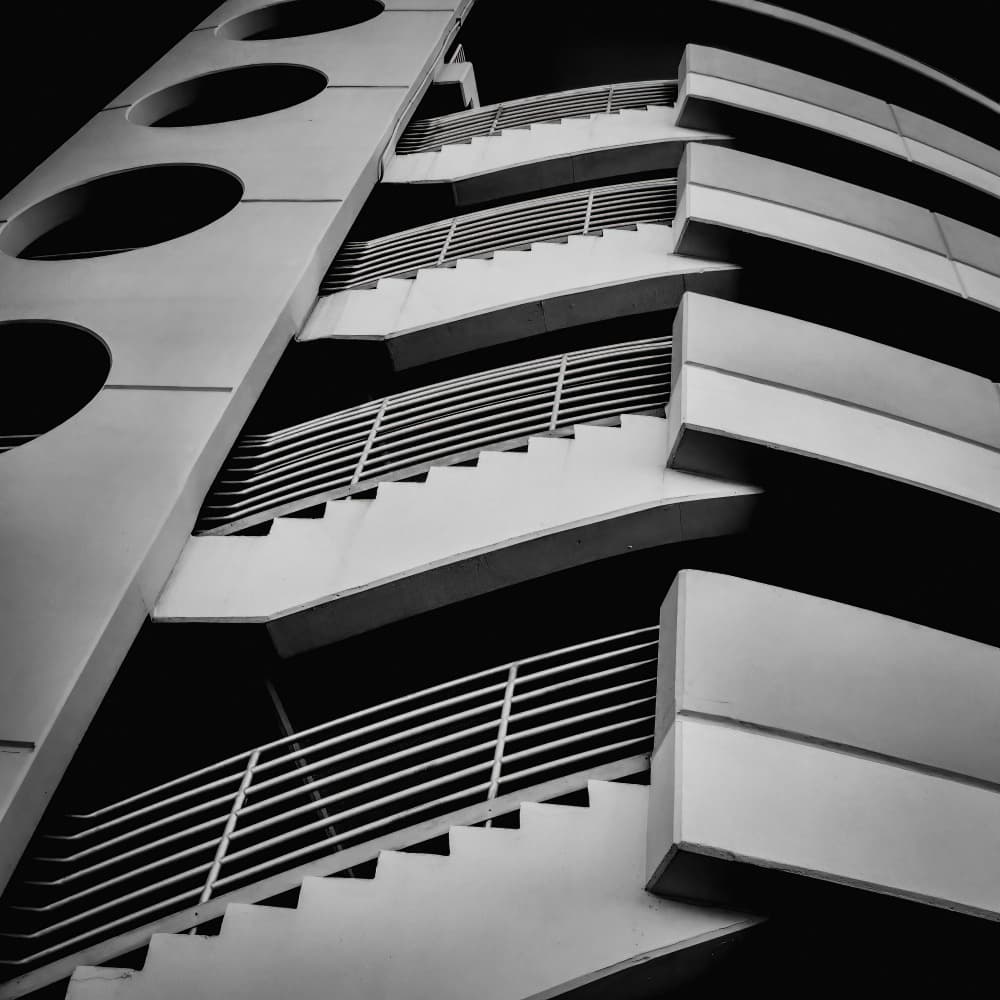 Geometric Staircase Design by Klaus Tesching — canvas wall art