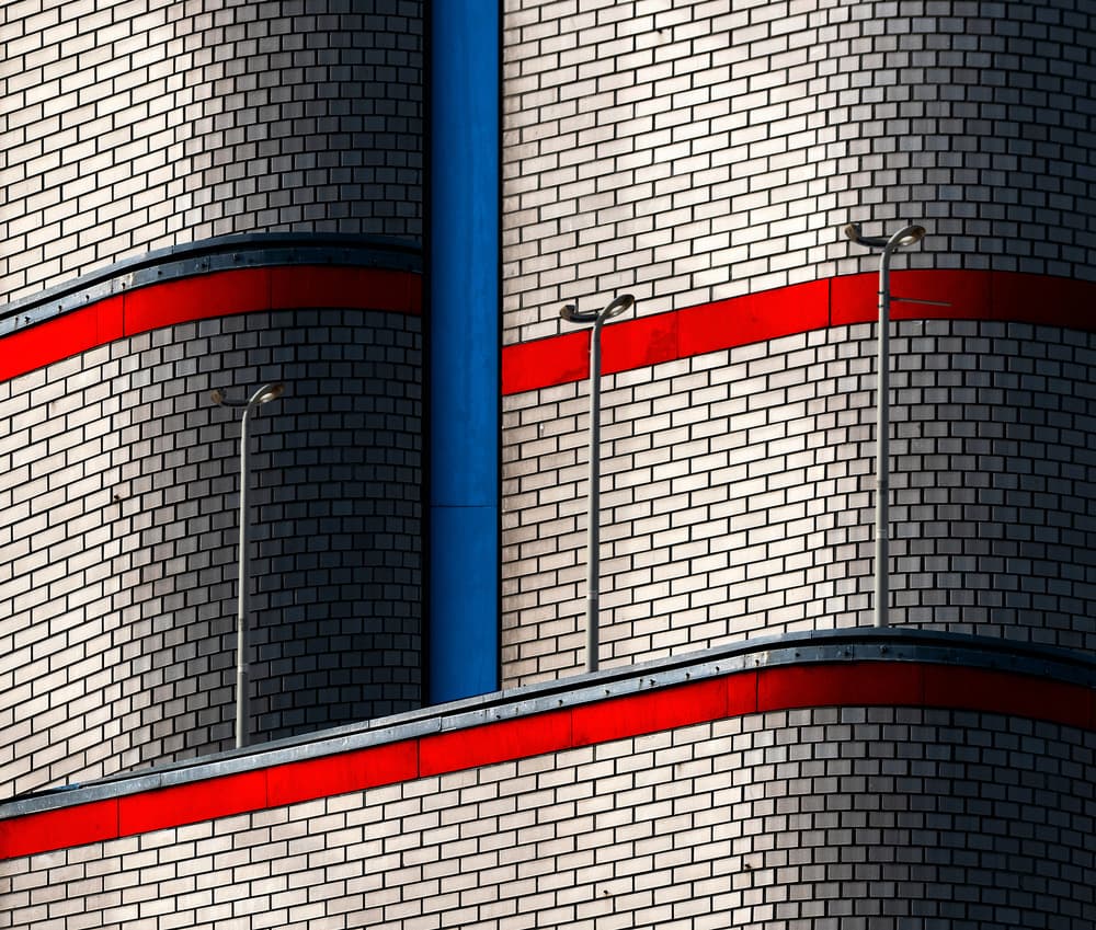 Vibrant Architectural Detail by Tomasz Buczkowski ( Tomush ) — canvas wall art