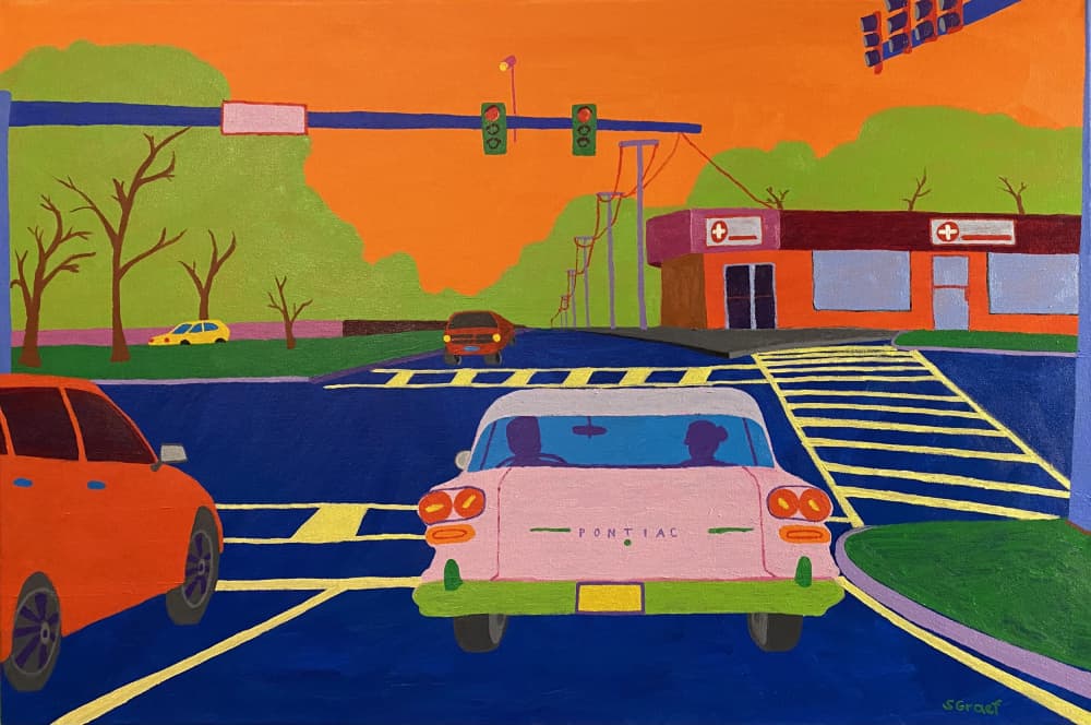Pink Pontiac by Sue Graef — canvas wall art