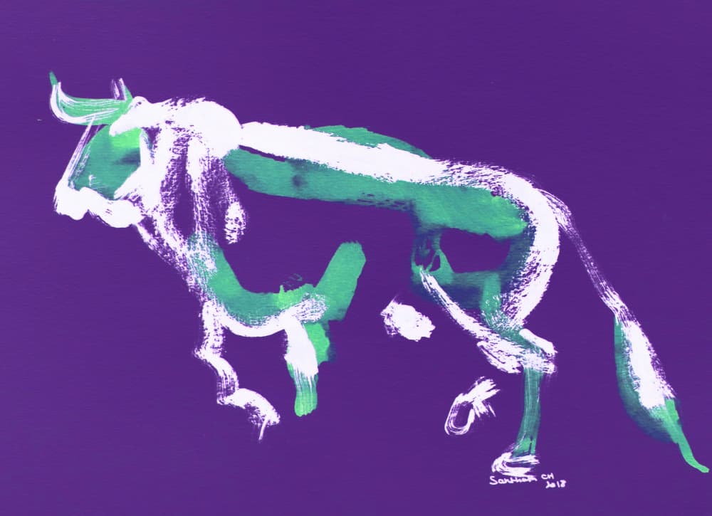 Dynamic Green Bull by Santhosh ch — canvas wall art
