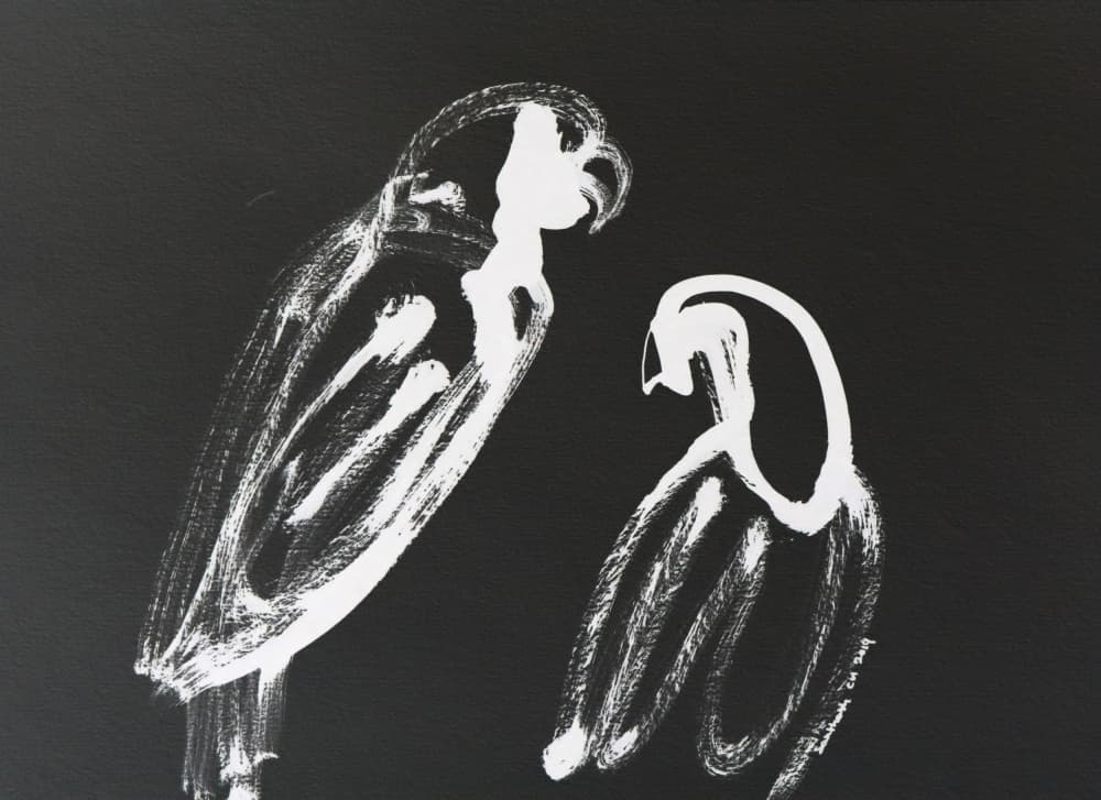 Abstract White Parrots by Santhosh ch — canvas wall art