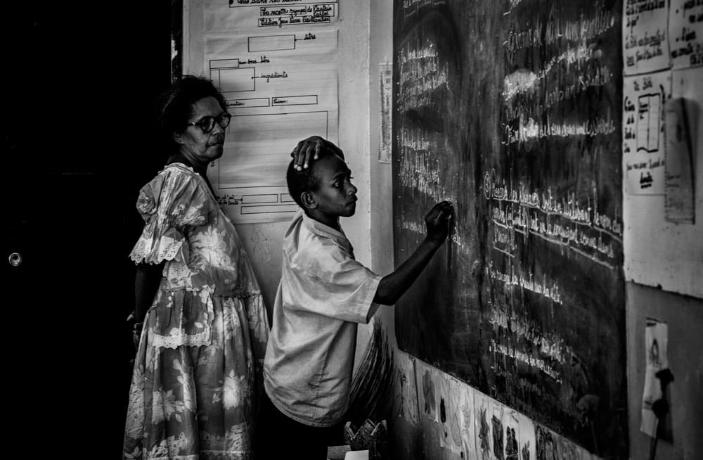 Chalkboard Writing Lesson by Joxe Inazio Kuesta Garmendia — canvas wall art