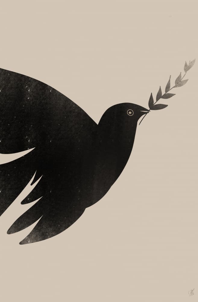 Peace Dove with Olive Branch by Anne-Marie Volfova — canvas wall art